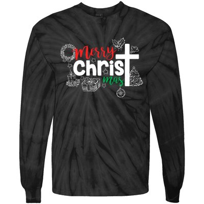 Merry Christ Mas Funny Jesus Christian Gift Religious Tie-Dye Long Sleeve Shirt