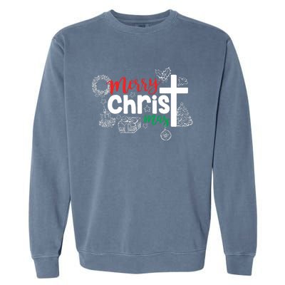 Merry Christ Mas Funny Jesus Christian Gift Religious Garment-Dyed Sweatshirt