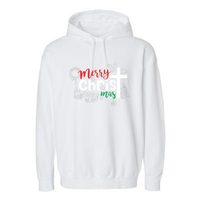 Merry Christ Mas Funny Jesus Christian Gift Religious Garment-Dyed Fleece Hoodie