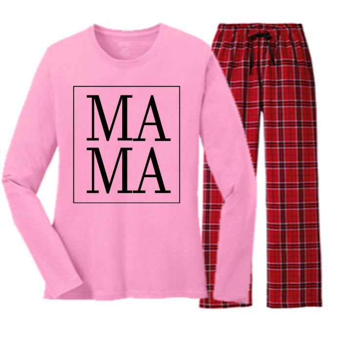 Mama Cute Mother's Day Gift Women's Long Sleeve Flannel Pajama Set 