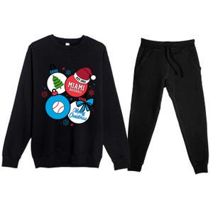 Merry Christmas Miami Baseball Est 1993 Premium Crewneck Sweatsuit Set