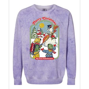 Merry Christmas My First Flamethrower Colorblast Crewneck Sweatshirt