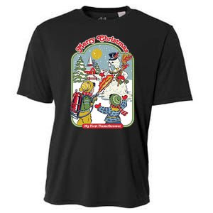 Merry Christmas My First Flamethrower Cooling Performance Crew T-Shirt