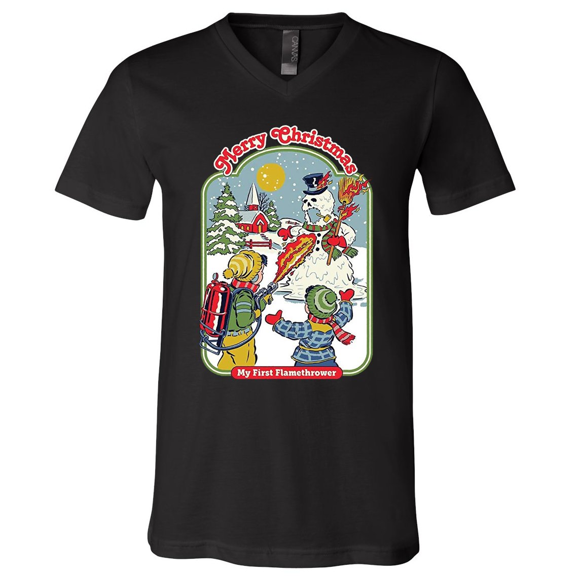 Merry Christmas My First Flamethrower V-Neck T-Shirt