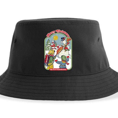 Merry Christmas My First Flamethrower Sustainable Bucket Hat