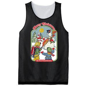 Merry Christmas My First Flamethrower Mesh Reversible Basketball Jersey Tank