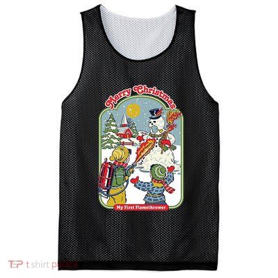 Merry Christmas My First Flamethrower Mesh Reversible Basketball Jersey Tank