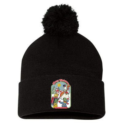 Merry Christmas My First Flamethrower Pom Pom 12in Knit Beanie