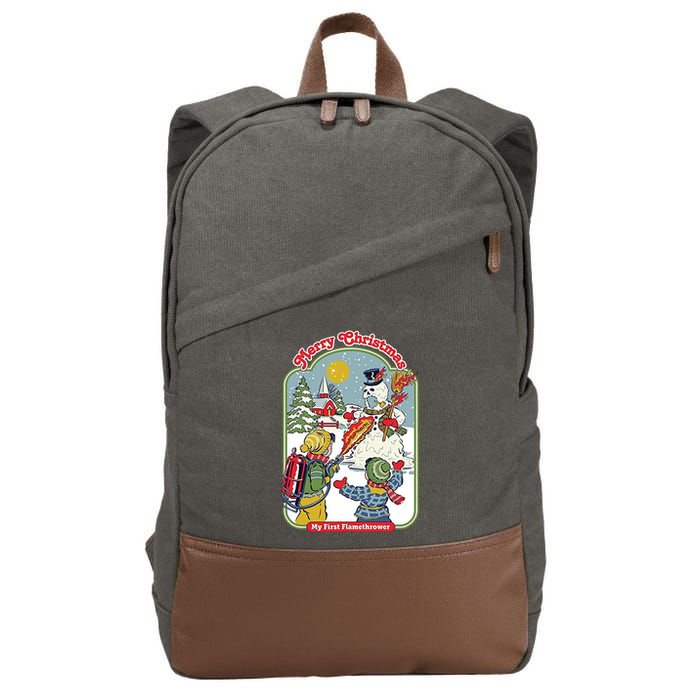 Merry Christmas My First Flamethrower Cotton Canvas Backpack