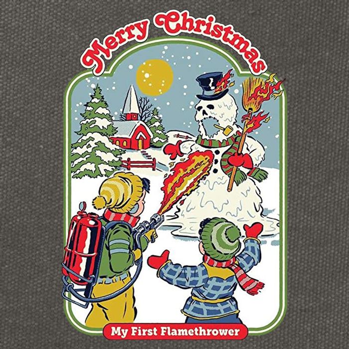 Merry Christmas My First Flamethrower Cotton Canvas Backpack