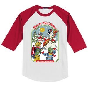 Merry Christmas My First Flamethrower Kids Colorblock Raglan Jersey