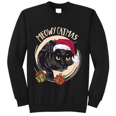 Meowy Catmas Merry Catmas Black Cat Christmas Funny Xmas Sweatshirt