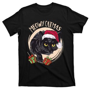 Meowy Catmas Merry Catmas Black Cat Christmas Funny Xmas T-Shirt