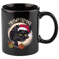 Meowy Catmas Merry Catmas Black Cat Christmas Funny Xmas 11oz C Handle Ceramic Mug