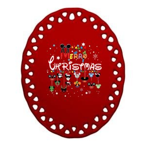 Merry Christmas Mouse Mic Key Funny Ceramic Oval Ornament