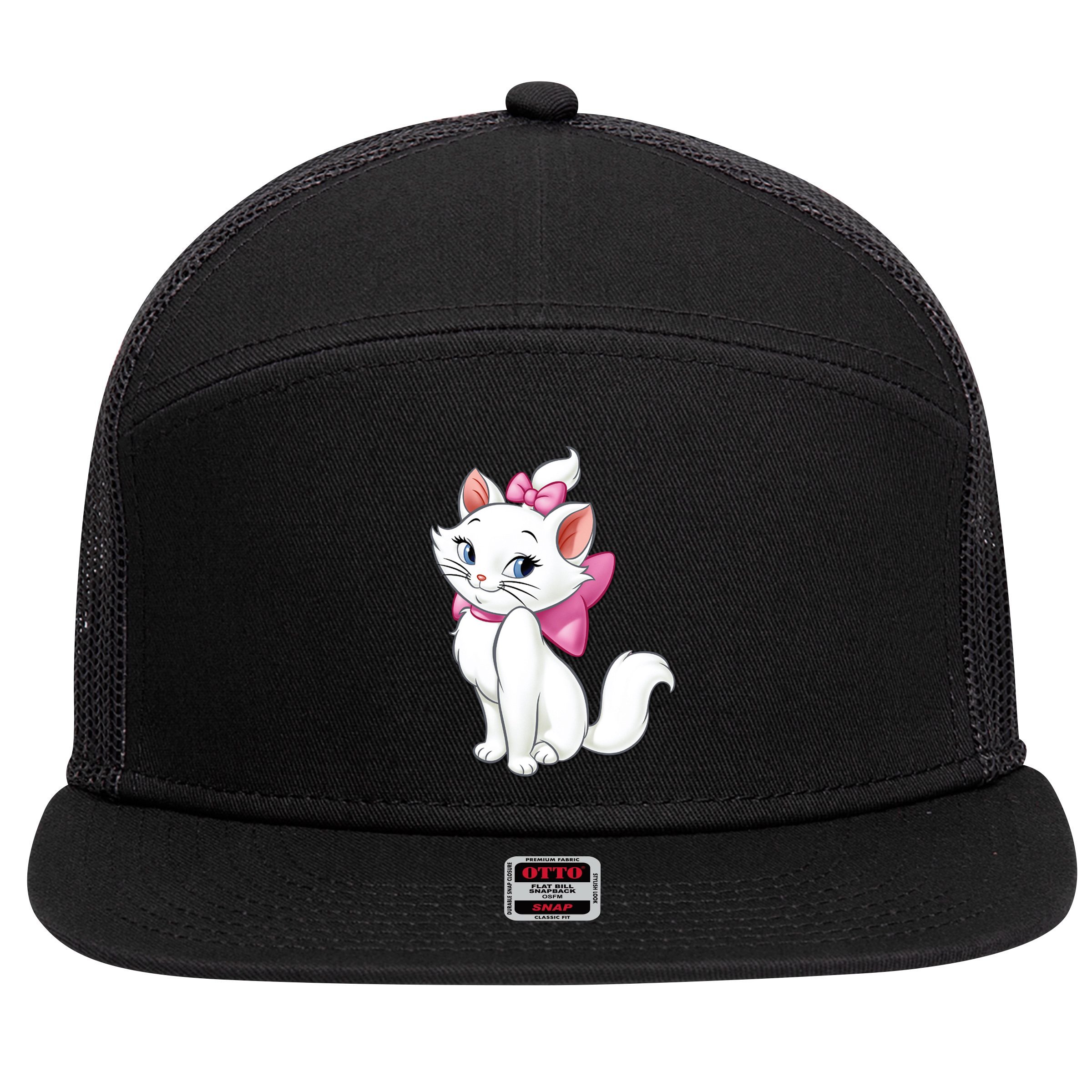 Marie Cat 7 Panel Mesh Trucker Snapback Hat