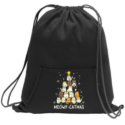 Meowy Catmas Sweatshirt Cinch Pack Bag