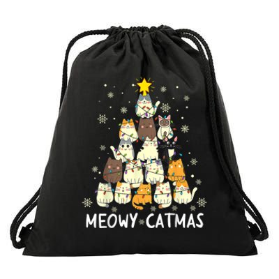 Meowy Catmas Drawstring Bag