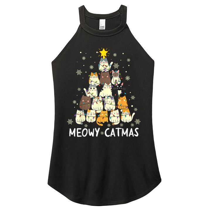 Meowy Catmas Women's Perfect Tri Rocker Tank