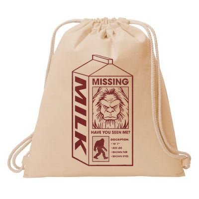 Milk Carton Missing Bigfoot Drawstring Bag