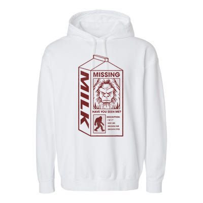 Milk Carton Missing Bigfoot Garment-Dyed Fleece Hoodie
