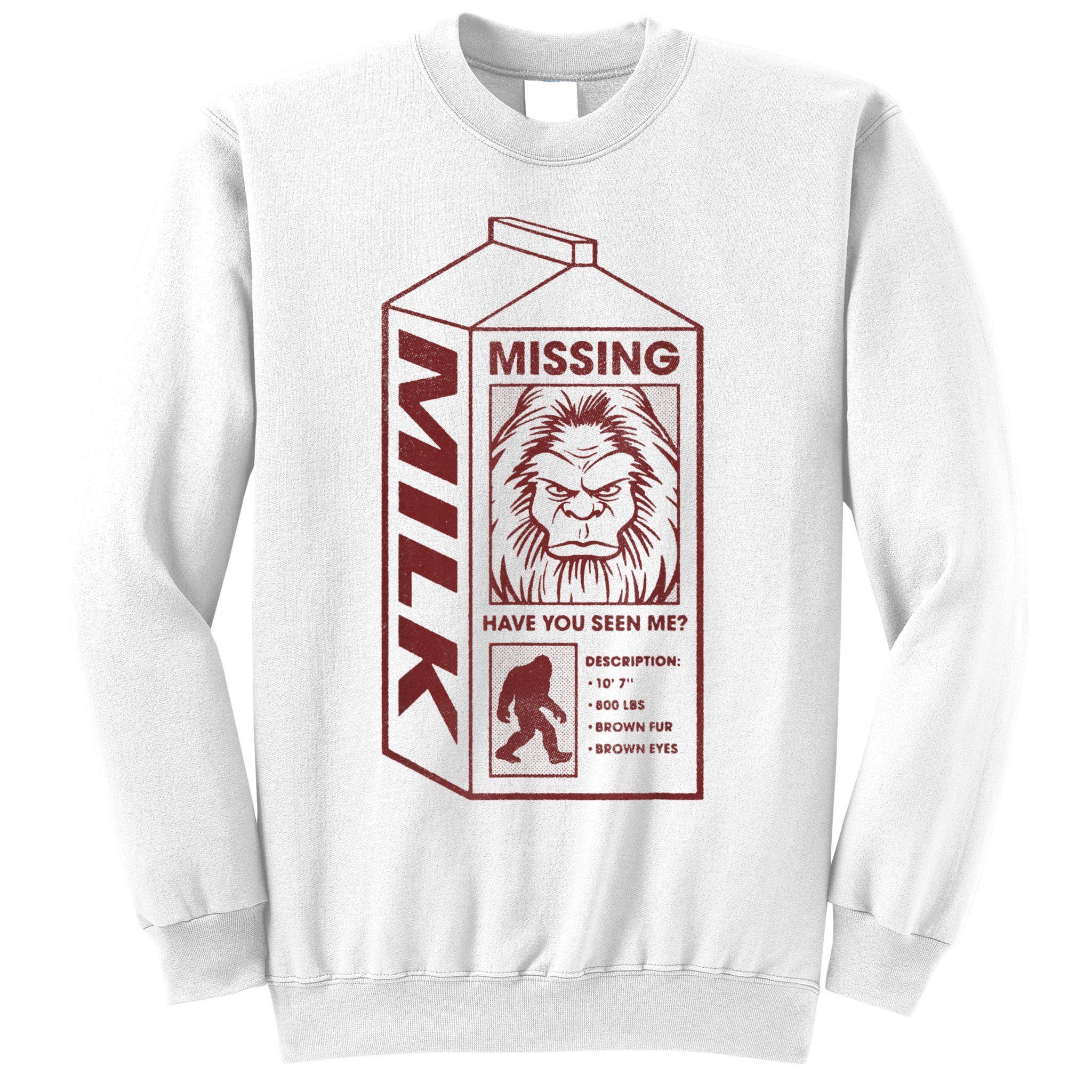 Milk Carton Missing Bigfoot Sweatshirt