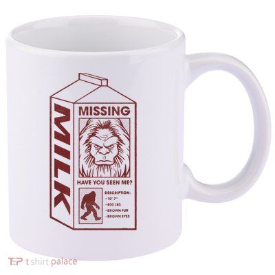Milk Carton Missing Bigfoot 11oz C Handle Ceramic Mug