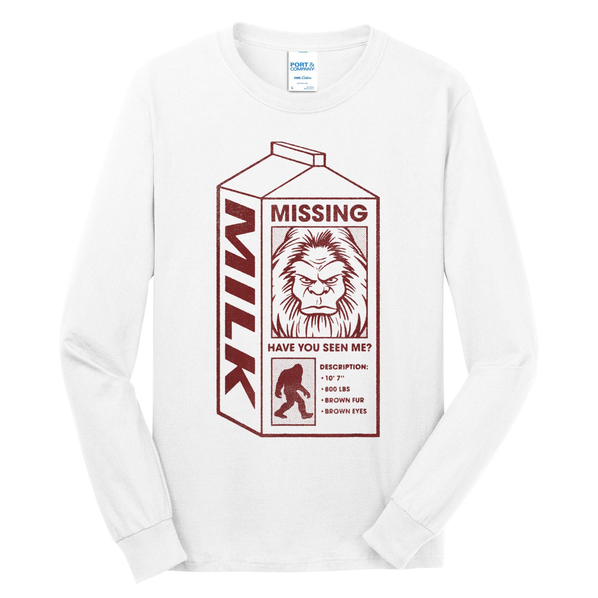 Milk Carton Missing Bigfoot Tall Long Sleeve T-Shirt