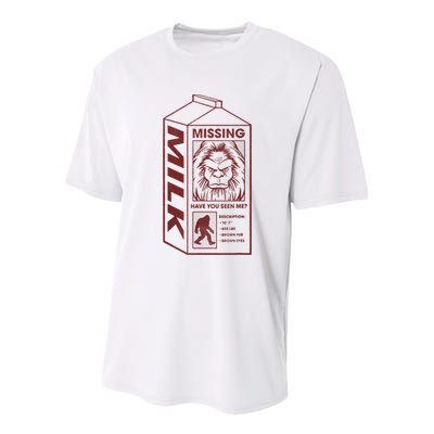 Milk Carton Missing Bigfoot Youth Performance Sprint T-Shirt