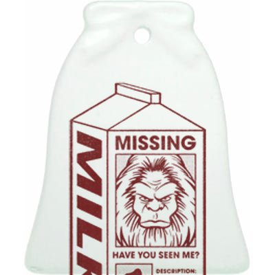 Milk Carton Missing Bigfoot Ceramic Bell Ornament