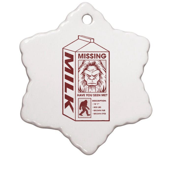 Milk Carton Missing Bigfoot Ceramic Star Ornament