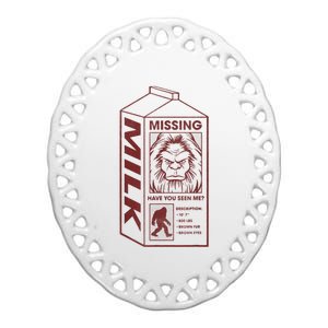 Milk Carton Missing Bigfoot Ceramic Oval Ornament