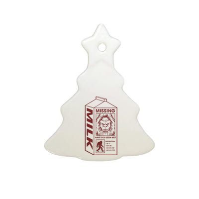 Milk Carton Missing Bigfoot Ceramic Tree Ornament