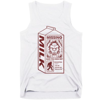 Milk Carton Missing Bigfoot Tank Top