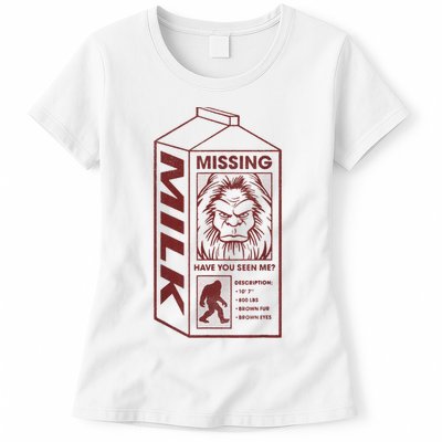 Milk Carton Missing Bigfoot Womens T-Shirt
