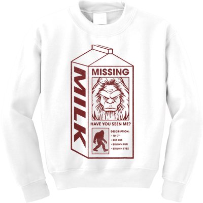 Milk Carton Missing Bigfoot Kids Sweatshirt
