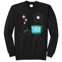 Mid Century Modern Retro Atomic Funny Cat With Fish TV Tall Sweatshirt