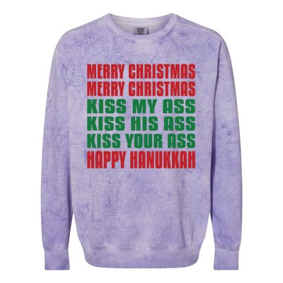 Merry Christmas My Ass Funny Hanukkah Vacation Gift Colorblast Crewneck Sweatshirt