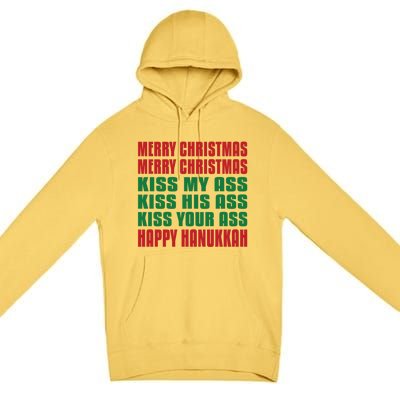 Merry Christmas My Ass Funny Hanukkah Vacation Gift Premium Pullover Hoodie