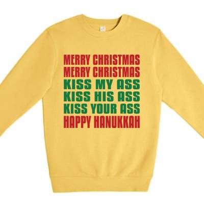 Merry Christmas My Ass Funny Hanukkah Vacation Gift Premium Crewneck Sweatshirt