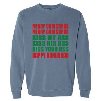 Merry Christmas My Ass Funny Hanukkah Vacation Gift Garment-Dyed Sweatshirt