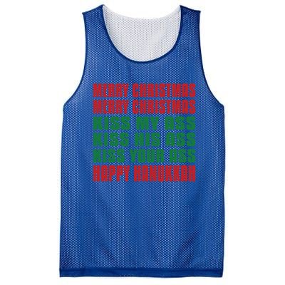 Merry Christmas My Ass Funny Hanukkah Vacation Gift Mesh Reversible Basketball Jersey Tank