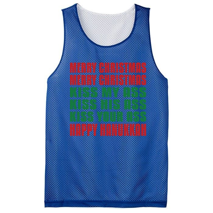 Merry Christmas My Ass Funny Hanukkah Vacation Gift Mesh Reversible Basketball Jersey Tank