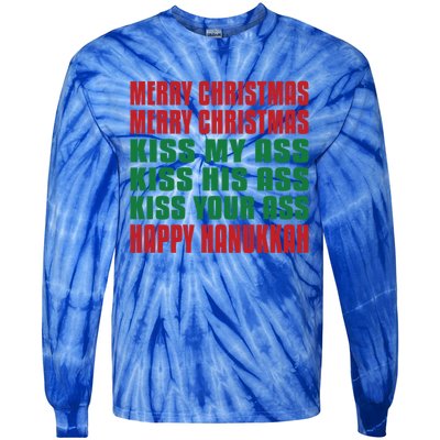 Merry Christmas My Ass Funny Hanukkah Vacation Gift Tie-Dye Long Sleeve Shirt