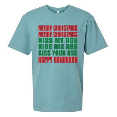 Merry Christmas My Ass Funny Hanukkah Vacation Gift Sueded Cloud Jersey T-Shirt