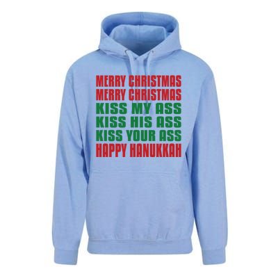 Merry Christmas My Ass Funny Hanukkah Vacation Gift Unisex Surf Hoodie