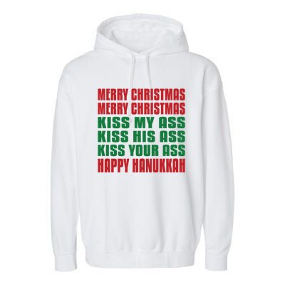 Merry Christmas My Ass Funny Hanukkah Vacation Gift Garment-Dyed Fleece Hoodie