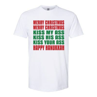 Merry Christmas My Ass Funny Hanukkah Vacation Gift Softstyle CVC T-Shirt