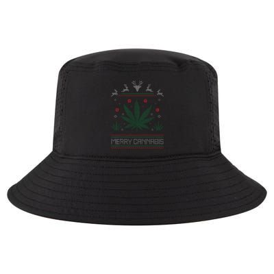 Merry Cannabis Marijuana Ugly Christmas Sweater Stoner Cool Comfort Performance Bucket Hat