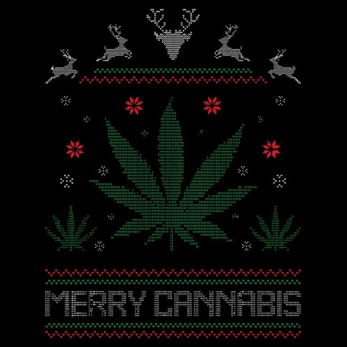 Merry Cannabis Marijuana Ugly Christmas Sweater Stoner Sustainable Bucket Hat